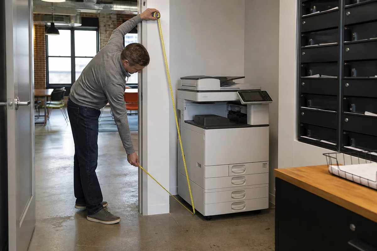 Small office measuring space for a compact multifunction copier