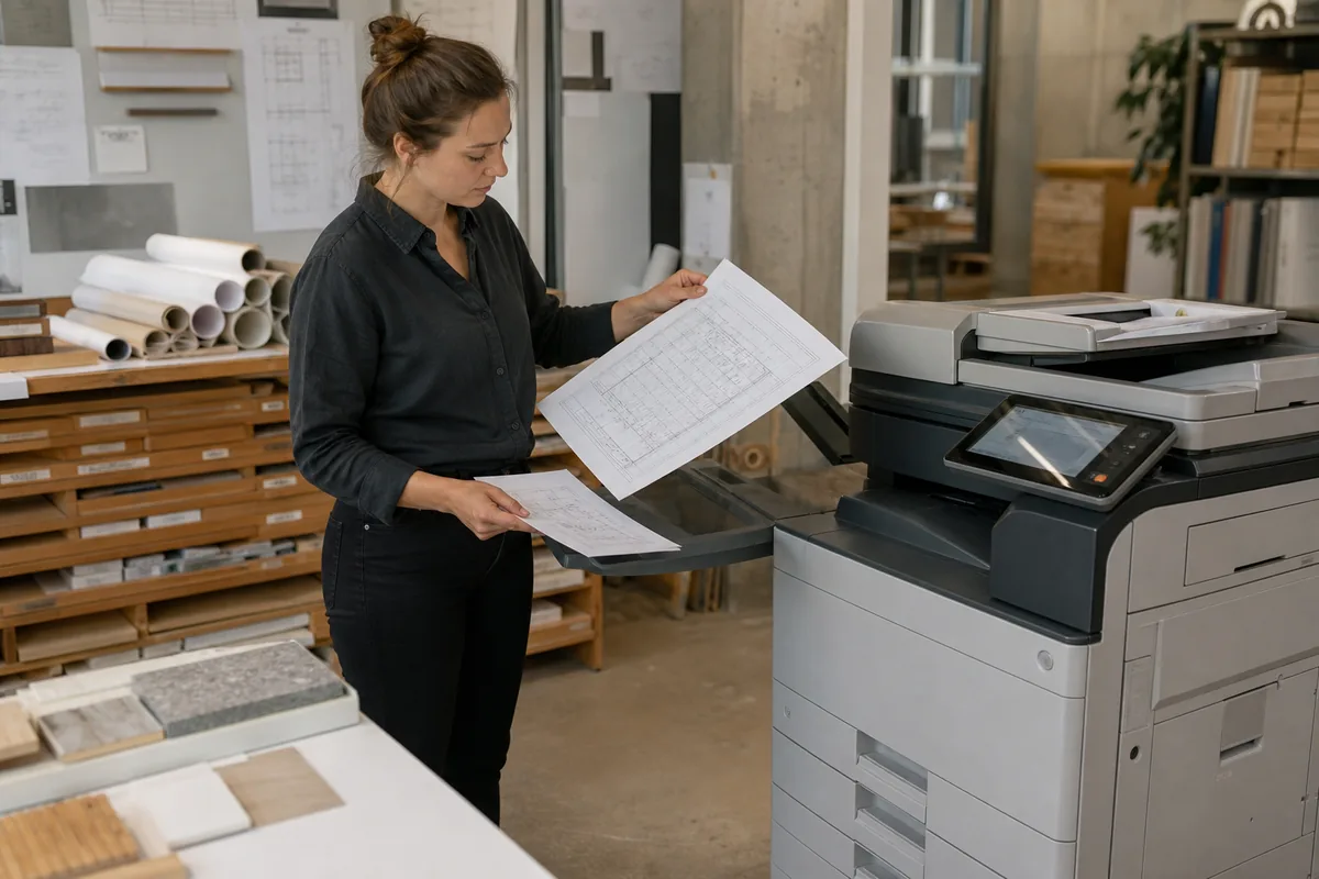Architecture office comparing A3 and A4 copier output